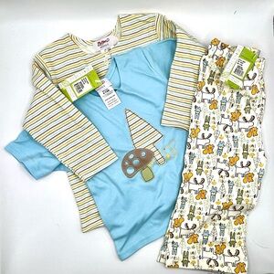 Zutano NWT Size 6-12 months Blue and cream Kids Set with Mushroom Design